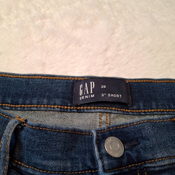 GAP Denim 3" Short Shorts Sz 29 Medium Wash Mid Rise Frayed Western Cowgirl - Picture 7 of 13